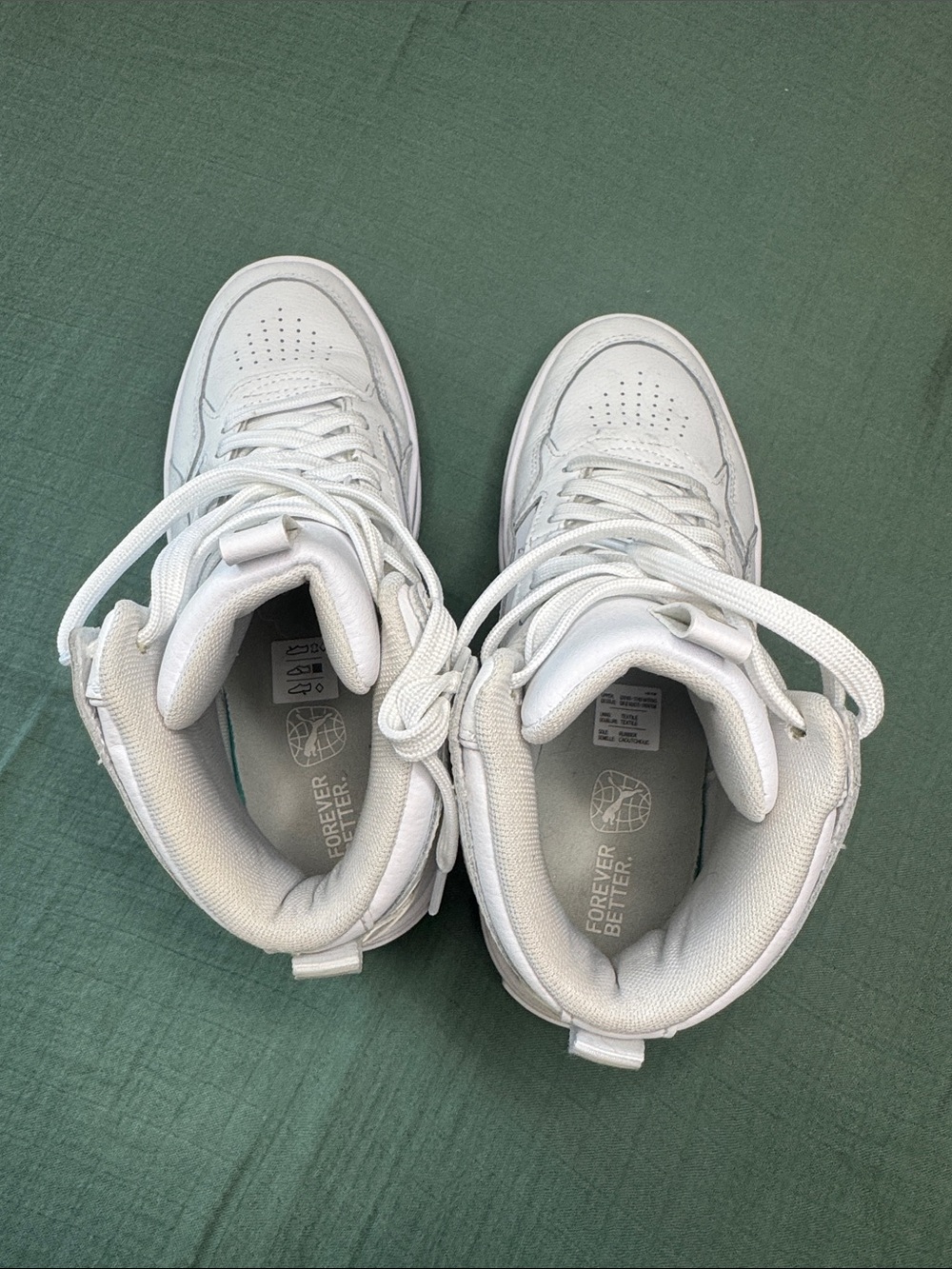 Puma White High-Top Platform Sneakers with Gold Accent - Picture 3 of 11